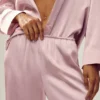Pantalon en soie lumineuse (long) - Rose champagne