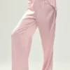 Pantalon en soie lumineuse (long) - Rose champagne