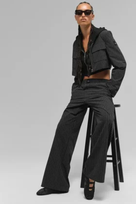 Pantalon à fines rayures Daylight (long) - Noir/Titane
