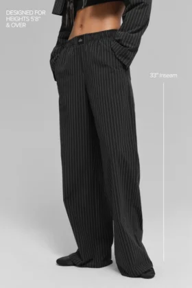 Pantalon à fines rayures Daylight (long) – Noir/Titane