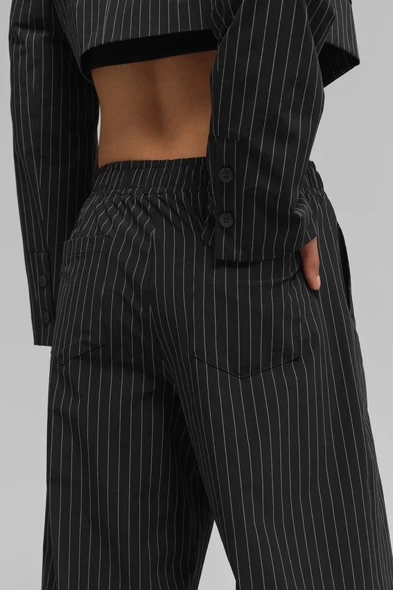 Pantalon à fines rayures Daylight (long) - Noir/Titane