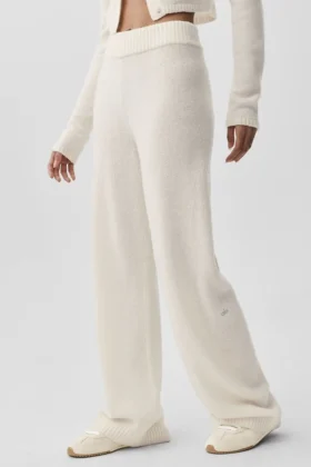 Pantalon High-Waist en laine et cachemire « New Class » - Ivoire