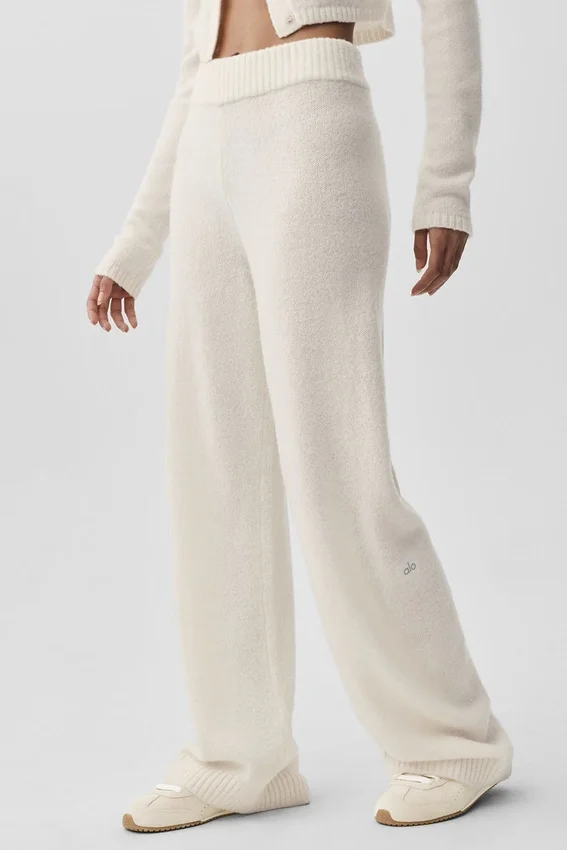 Pantalon High-Waist en laine et cachemire « New Class » - Ivoire