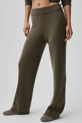Pantalon High-Waist en laine et cachemire – Olive Tree