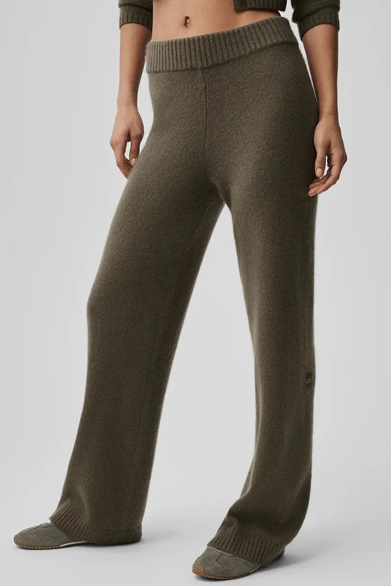 Pantalon High-Waist en laine et cachemire – Olive Tree