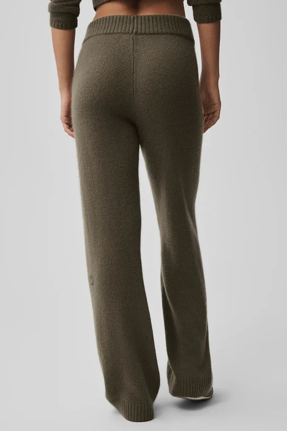 Pantalon High-Waist en laine et cachemire – Olive Tree