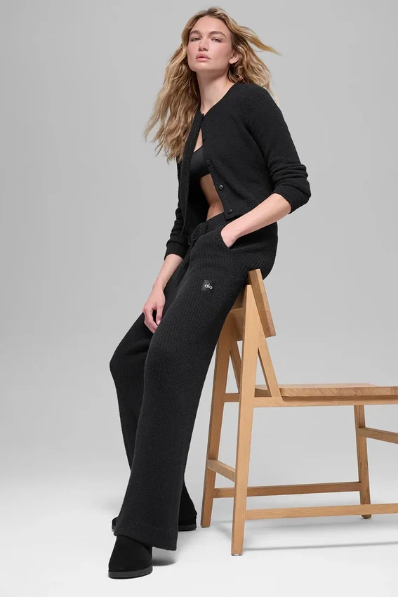 Pantalon High-Waist large Snuggle Up Sweater - Noir