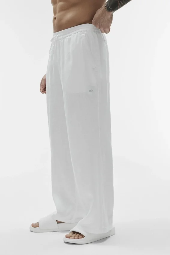 Pantalon à jambes droites Linen Days - Blanc