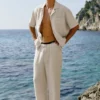 Pantalon à jambes droites Linen Days - Couleur os