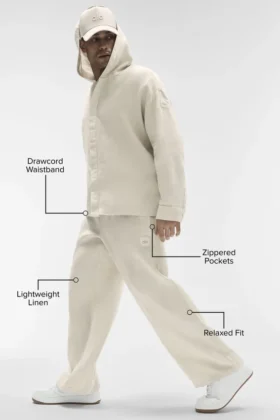 Pantalon à jambes droites Linen Days – Couleur os