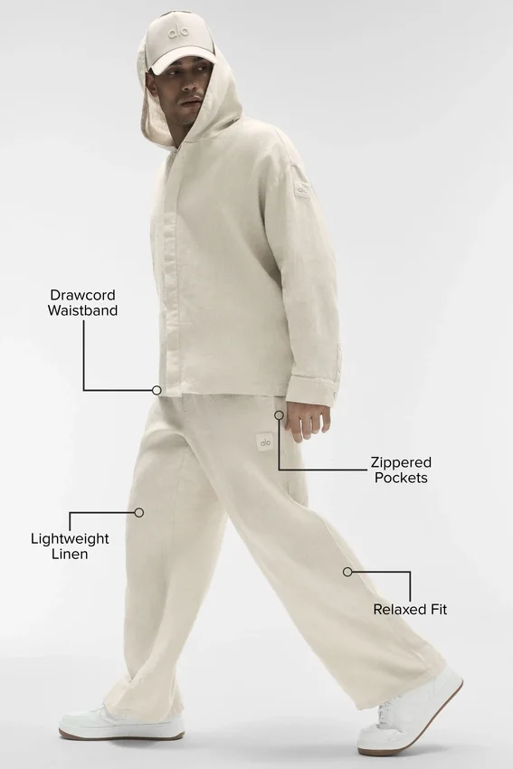 Pantalon à jambes droites Linen Days - Couleur os