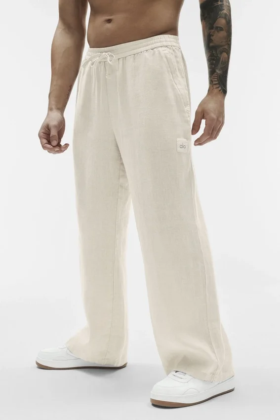 Pantalon à jambes droites Linen Days - Couleur os