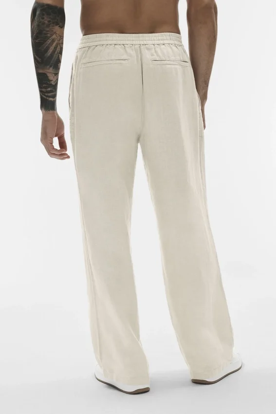 Pantalon à jambes droites Linen Days - Couleur os