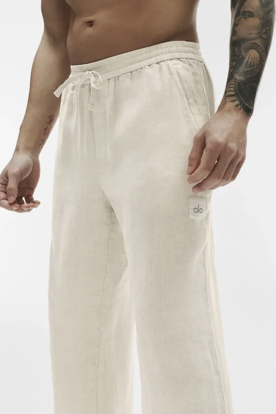 Pantalon à jambes droites Linen Days - Couleur os