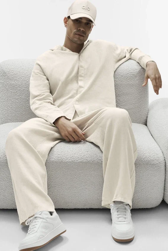Pantalon à jambes droites Linen Days - Couleur os