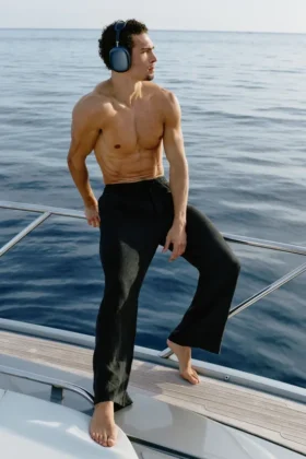 Pantalon à jambes droites Linen Days - Noir