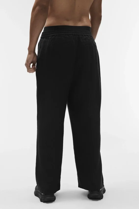 Pantalon à jambes droites Linen Days - Noir