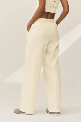 Pantalon à jambes larges Riviera en mélange de lin – Beige sable