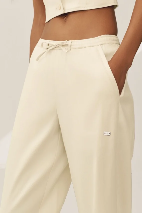 Pantalon à jambes larges Riviera en mélange de lin - Beige sable