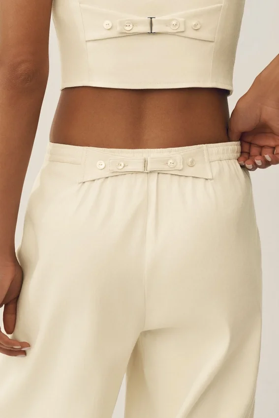Pantalon à jambes larges Riviera en mélange de lin - Beige sable