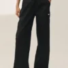 Pantalon à jambes larges Riviera en mélange de lin – Noir