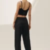Pantalon à jambes larges Riviera en mélange de lin – Noir