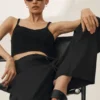 Pantalon à jambes larges Riviera en mélange de lin – Noir