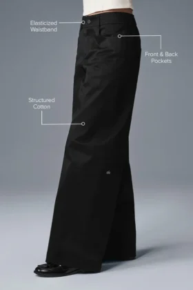Pantalon à jambes larges Wanderlust – Noir