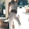 Pantalon large Breezy (coupe classique) - Blanc