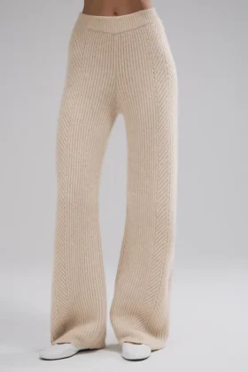 Pantalon large en cachemire Winter Magic – Birch Heather