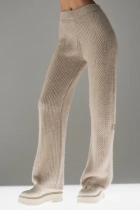 Pantalon large en cachemire Winter Magic – Flax Heather
