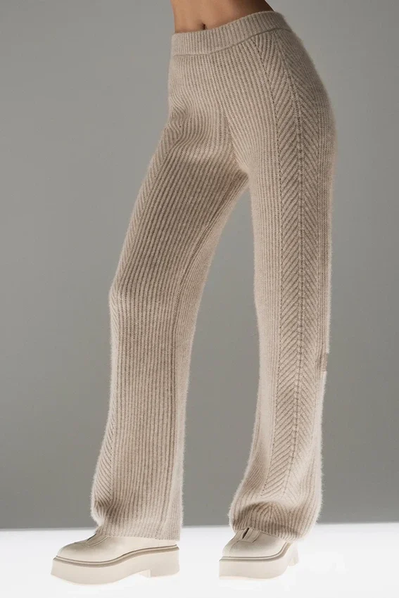 Pantalon large en cachemire Winter Magic – Flax Heather