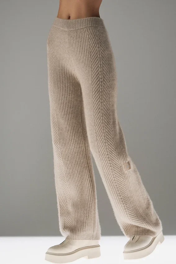 Pantalon large en cachemire Winter Magic – Flax Heather