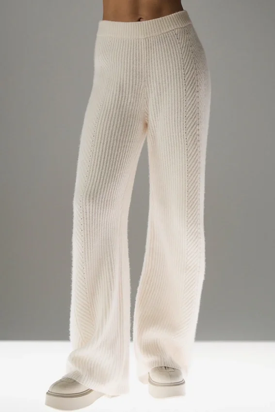 Pantalon large en cachemire Winter Magic - Ivoire
