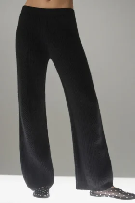 Pantalon large en cachemire Winter Magic – Noir
