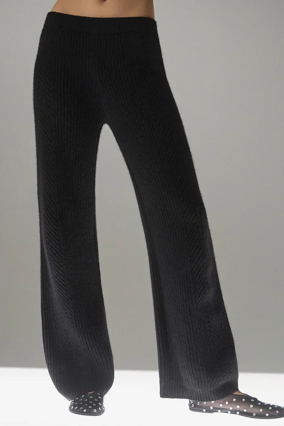 Pantalon large en cachemire Winter Magic – Noir