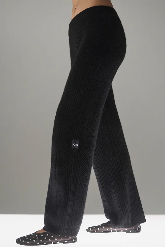 Pantalon large en cachemire Winter Magic – Noir