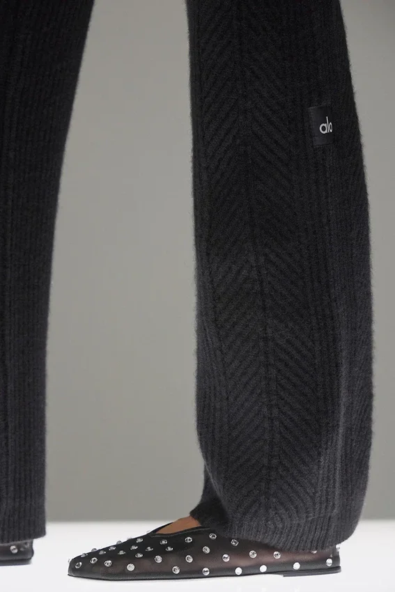 Pantalon large en cachemire Winter Magic – Noir