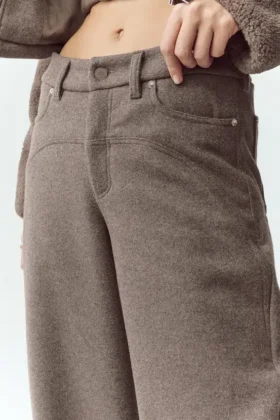 Pantalon large Nightcap en mélange de laine – Alpine Cocoa Heather