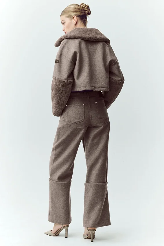 Pantalon large Nightcap en mélange de laine – Alpine Cocoa Heather