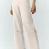 Pantalon large « Nightcap » en mélange de laine - Café au lait