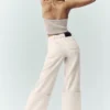 Pantalon large « Nightcap » en mélange de laine - Café au lait