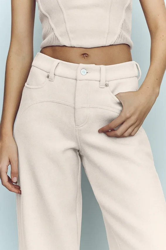 Pantalon large « Nightcap » en mélange de laine - Café au lait