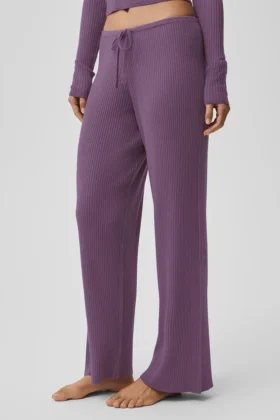 Pantalon large à taille mi-haute en pull – Plum Kiss