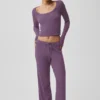 Pull en maille Unwind à manches longues - Prune