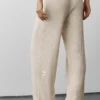 Pantalon large taille mi-haute en pull « Unwind » - Gris chiné