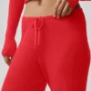 Pantalon large taille mi-haute en pull « Unwind » - Rouge vif