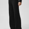 Pantalon large taille mi-haute Unwind en pull – Noir