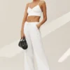 Pantalon Riviera à jambes larges en mélange de lin - Blanc