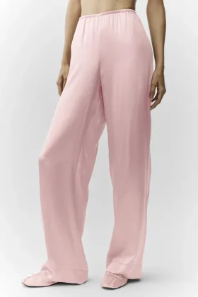 Pantalon Silk Luminous (coupe classique) – Rose champagne